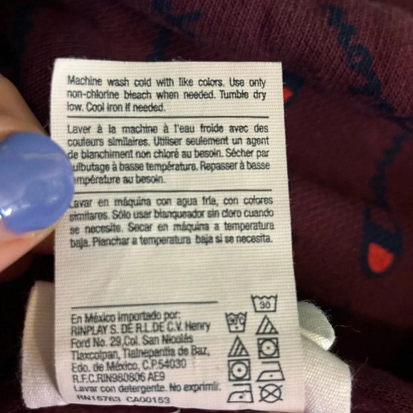 Vintage 90s Champion All over Logo Reverse Weave Hoodie Sz Med Labels attached - Picture 7 of 8